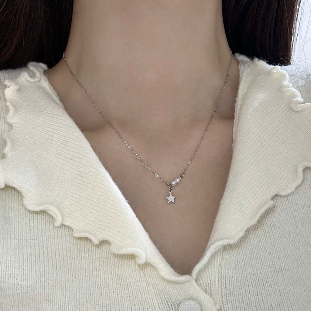 레이어드 진주 별 목걸이 이미지 6