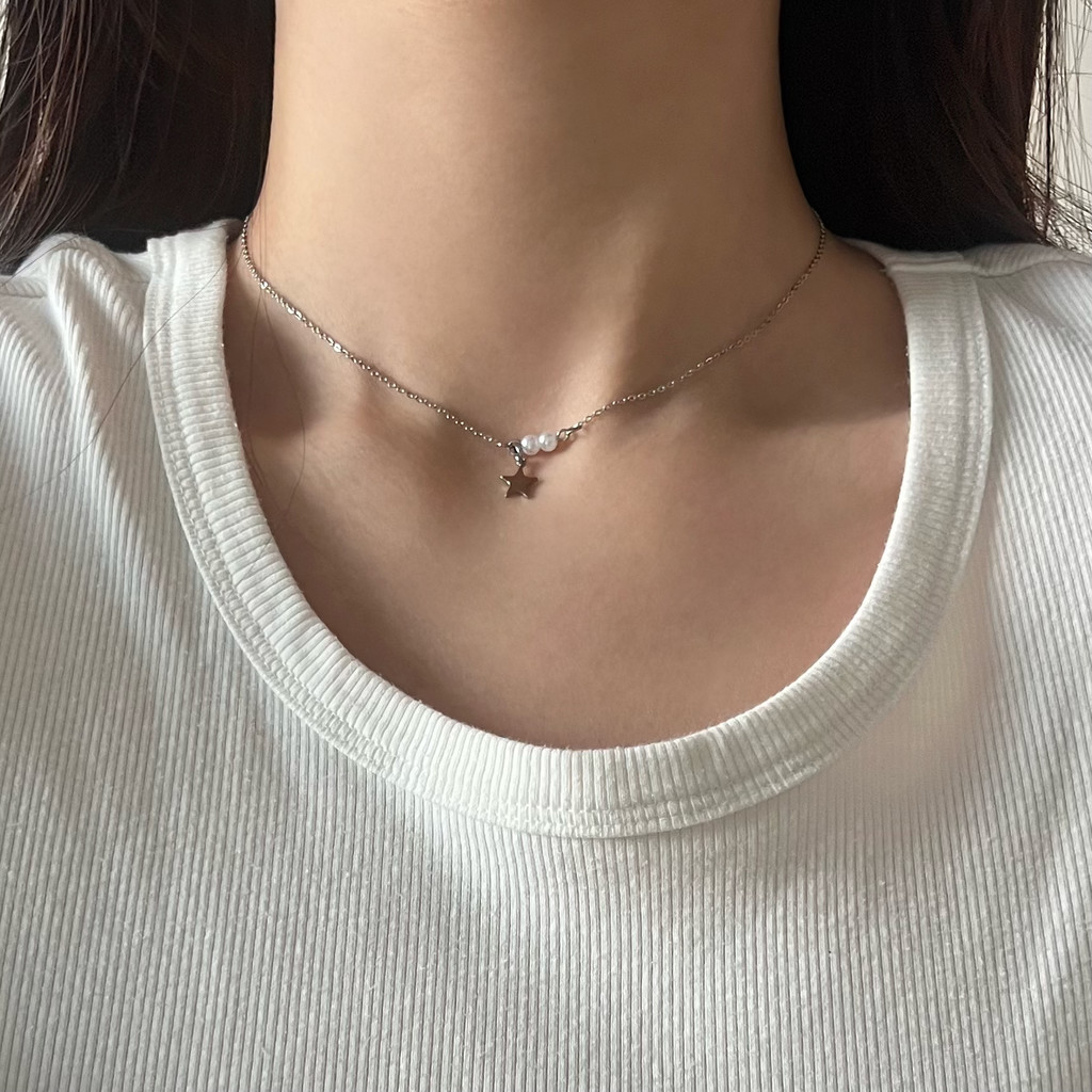 레이어드 진주 별 목걸이 이미지 8