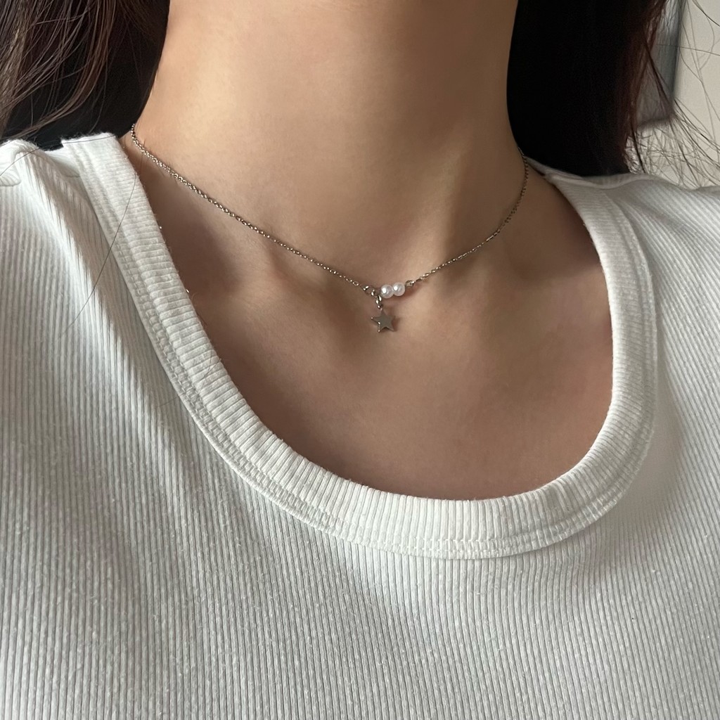 레이어드 진주 별 목걸이 이미지 10